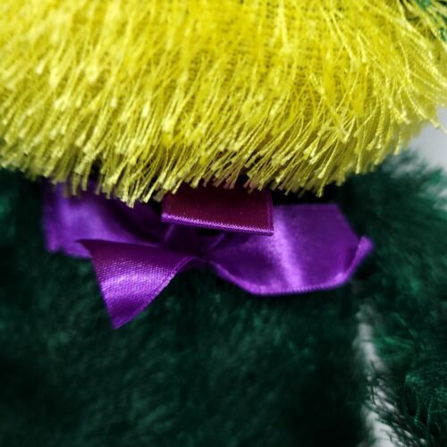 Sugar Loaf FROG Dark Green Yellow Furry 14" Tall Plush Stuffed Purple Bow w/ Tag Item image 3