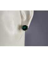 Womens Vintage Estate Sterling Silver Gold Tone Emerald Stud Earrings 1.... - $48.31 CAD