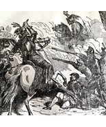 Pizarro And Almagro Battle 1845 Wood Engraving Victorian Revolution DWY9A - $733.36 MXN