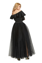Black High Slit Tulle Maxi Skirt Women Plus Size Full Length Tulle Maxi Skirt image 5