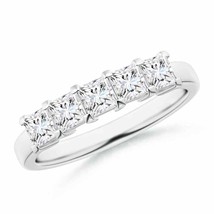 ANGARA 1 Ct Five Stone Princess Diamond Wedding Band for Her in 14K Gold - £2,392.81 GBP