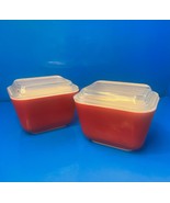 2 Vintage Red/White Pyrex Small Refrigerator Dishes With Lids #501 - $32.59 CAD