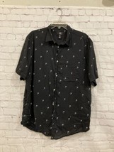 H&amp;M Mens XL Black Palm Tree Lightweight 100% Cotton Short Sleeve Button ... - $8.65