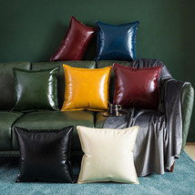 Vintage Faux Leather Throw Pillow Covers Sofa Cushion Cover 20&quot;x20&quot; Home Decor - £19.17 GBP