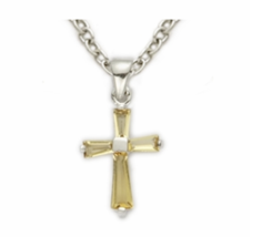 Sterling Silver November Topaz Birthstone Baby Cross Necklace &amp; Chain - £47.95 GBP