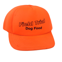 Vtg Field Trial Dog Food Neon Orange Baseball Cap Trucker Hat Snapback Adjust - £13.76 GBP