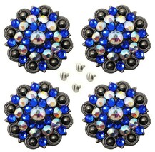 4 Conchos Rhinestone Horse Saddle Western Rodeo Bridle Berry Blue CO48 - $455.59 MXN