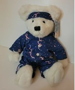 Dakin Applause Nick &amp; Nora PJ Breast Cancer White Teddy Bear Plush + Pin... - $40.83 CAD