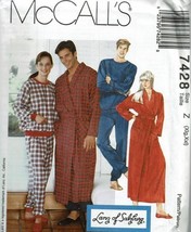 McCalls Sewing Pattern 7428 Adult Unisex Robe Pajamas XL-XXL - £7.18 GBP