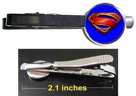 Superman Man Of Steel Tie Clip Clasp Bar Slide Silver Metal Shiny - £11.50 GBP