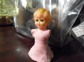 Vintage Hard Plastic Girl Doll Head and Body 3&quot; Tall - £14.02 GBP