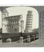 Italy Pisa Leaning Bell Tower Cathedral Street Scene Man Photo Stereovie... - $22.84 CAD