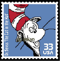DR SEUSS The Cat In The Hat Stamp Cross Stitch Pattern - £3.09 GBP