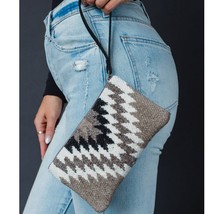 Taupe, Cream, Black Aztec Western Southwestern Woven Cotton Wristlet Clutch - €27,12 EUR