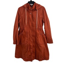 Anthropologie Orange Twill Longline Jacket Removable Hood Small - £37.00 GBP