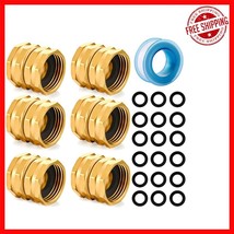 Durable 6-Pc Solid Brass Hose Adapter Set - Double Female 3/4&quot; GHT Conne... - $681.15 MXN