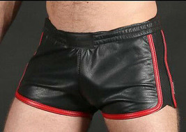 Genuine Black Leather Men&#39;s Soft Classic Retro Gym/Running boxer style S... - $88.98 CAD