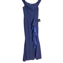 Lulus Mila Navy Blue Ruffled Off-the-Shoulder Maxi Dress Formal New Slit Size M - £37.15 GBP