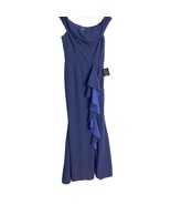 Lulus Mila Navy Blue Ruffled Off-the-Shoulder Maxi Dress Formal New Slit Size M - $47.17
