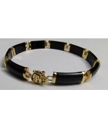 Black Onyx and 14k Yellow Gold Bracelet Vintage #F25-1210-01 - $250.00