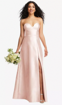 Strapless Bustier A-Line Satin Gown with Front Slit...Blush....Size 12...NWT - £66.48 GBP