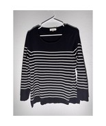 Calvin Klein Black &amp; White Striped Long Sleeve Sweater Size L - $382.84 MXN