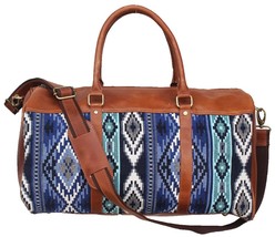 Western Leather Woven Southwest Duffle Travel Weekender Carry-On Bag 103... - $79.19