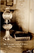 RPPC Coolidge Oil Lamp and Bible Plymouth Vermont Richardson Postcard T17 - £7.07 GBP