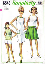 Misses&#39; Dress, Overblouse, Skirt &amp; Shorts Vtg 1966 Simplicity Pattern 6543 Sz 14 - £9.59 GBP