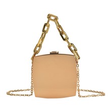 Trend Designer Clutch Bag Gold Silver PVC Box Design Party Evening Chain Shoulde - £22.15 GBP