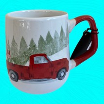 Red Pickup Truck Christmas Coffee Mug Holiday Camper Christmas Tree Large Cup - £11.21 GBP