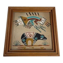 Hopi Kachina Vintage Southwestern Native Sand Art Fetish Bear Painting 9.5” - $93.49