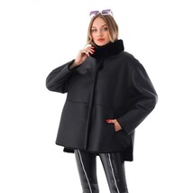 The Luxera Reversible Black Shearling Women Leather Jacket image 14