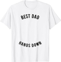 Mens Best Dad Hands Down Kids Craft Hand Print Fathers Day T-Shirt - £12.59 GBP+