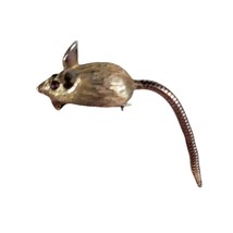 Vintage Gold tone Mouse With Long Flexible Tail Brooch/pin red stone eyes - £12.12 GBP