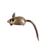Vintage Gold tone Mouse With Long Flexible Tail Brooch/pin red stone eyes - £12.12 GBP
