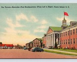 Tavern and Barracks Parris Island SC South Carolina UNP Linen Postcard R1 - $6.88