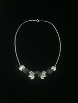 Vintage 60s Black Melamine and Silver Choker Necklace