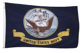 Valley Forge, US Navy Flag, Nylon, 3&#39; x 5&#39;, 100% Made in USA, Canvas Hea... - $31.44
