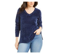 Karen Scott Womens Medium Estate Blue VNeck Chenille Pullover Sweater NWT AQ15 - £14.72 GBP