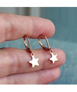 Rose Gold Star Stainless Steel Lever Back Hook Earrings J008 - £7.87 GBP