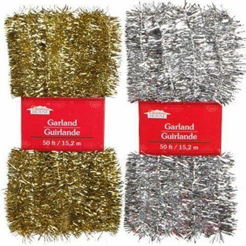 Set of 2 Gold & Silver 50 Foot Thin Tinsel Christmas Garland - $9.49