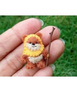 Miniature Felt Ewok, Tiny Ewok, Felted Ewok Orange Hood, Handmade Star W... - $14.00