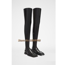 Square Toe Flat Boots Over The Knee Side 2021 New Arrivals Winter Women Boots Fa - £189.93 GBP