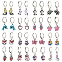 16 Pairs Mixed Cute Animals Earrings Panda Heart Dolphin Owl Crown Strawberry Ho - £16.22 GBP