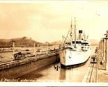 RPPC USAT Republic Entering Miroflores Locks Panama Canal Panama 1935 Po... - $39.55
