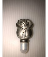 Vintage Pewter/Metal Rose Flower Perfume Bottle Stopper 2&quot; Tall - £14.11 GBP