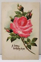 Happy Birthday Embossed Silk Rose Bronze Accents Vintage Germany Postcard E6  - £4.65 GBP