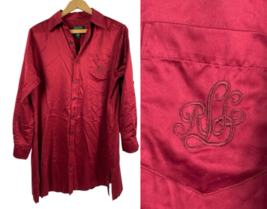 Ralph Lauren Sleepshirt Night Gown Silky Red Monogram Old Money Quiet Lu... - $879.23 MXN
