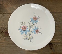 2 Vtg Steubenville Pottery Fairlane Dinner Plates MCM Pink Aqua Blue Floral USA - $25.79